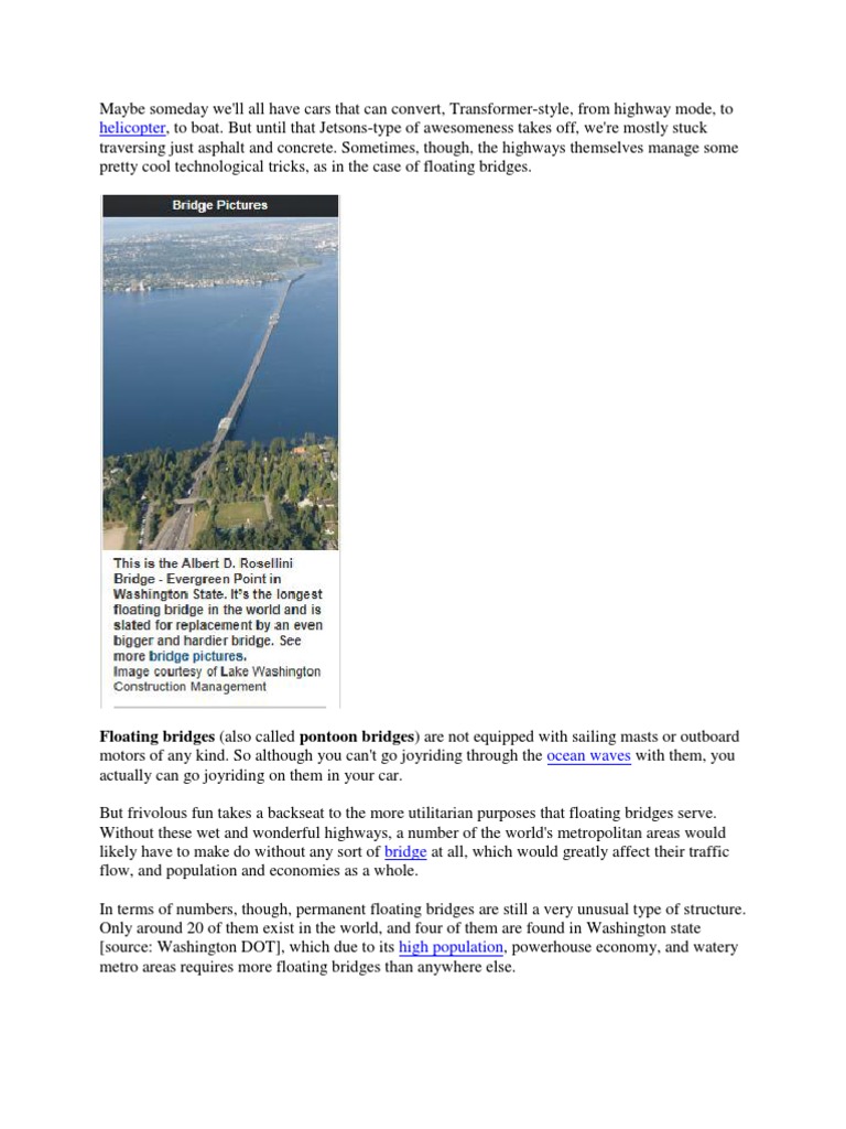 Floating Bridge Pdf Bridge Buoyancy