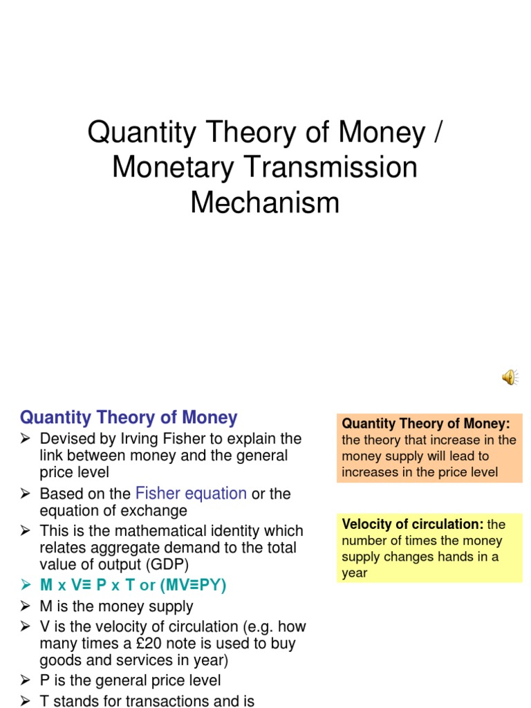 Irving Fisher's Quantity Theory of Money | PDF | Quantity Theory Of ...