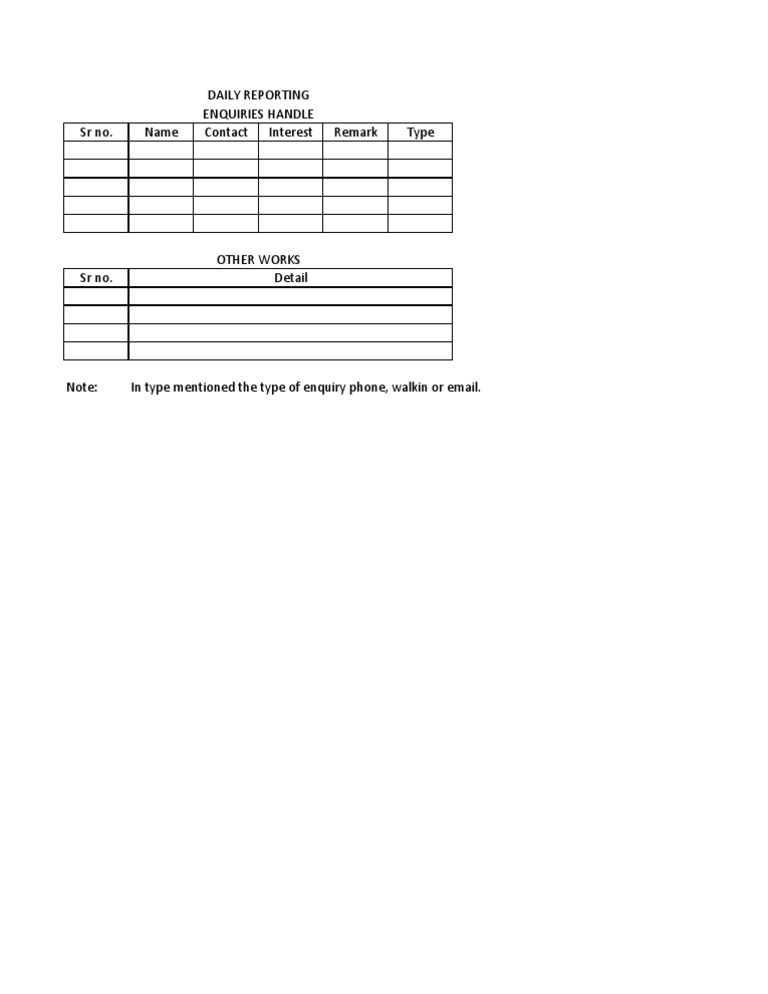 Daily Reporting Sheet | PDF