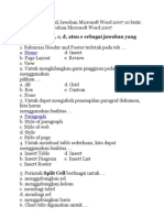 Pilihan Ganda Soal Jawaban Microsoft Word 2007 10 Butir