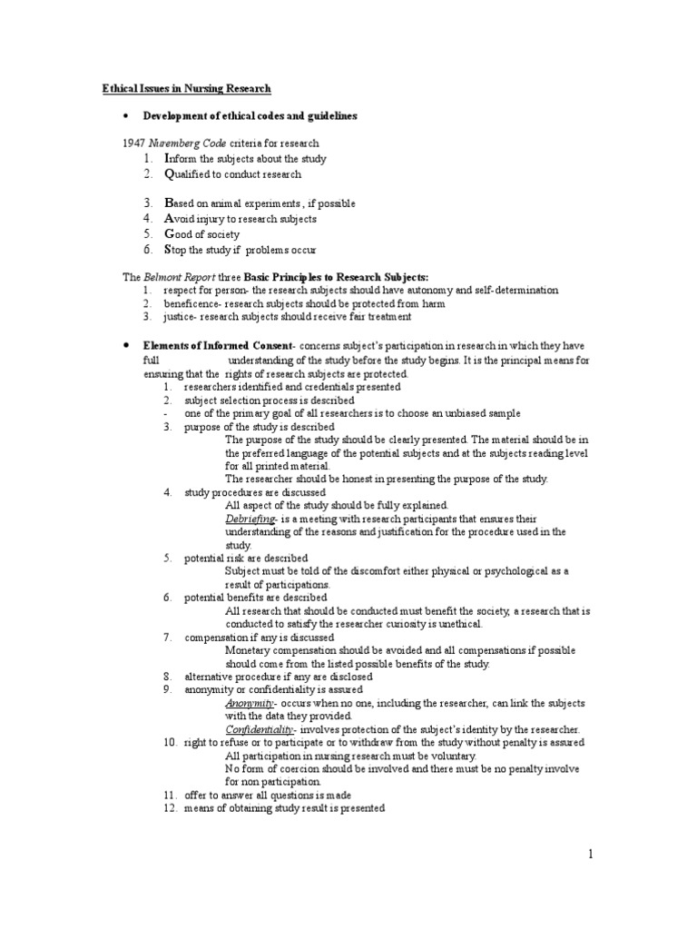 Ethical Issues in Nursing Research | PDF | Medical Ethics | Informed ...