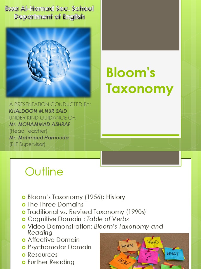 Bloom's Taxonomy of Cognitive Levels | PDF | Educational Psychology ...