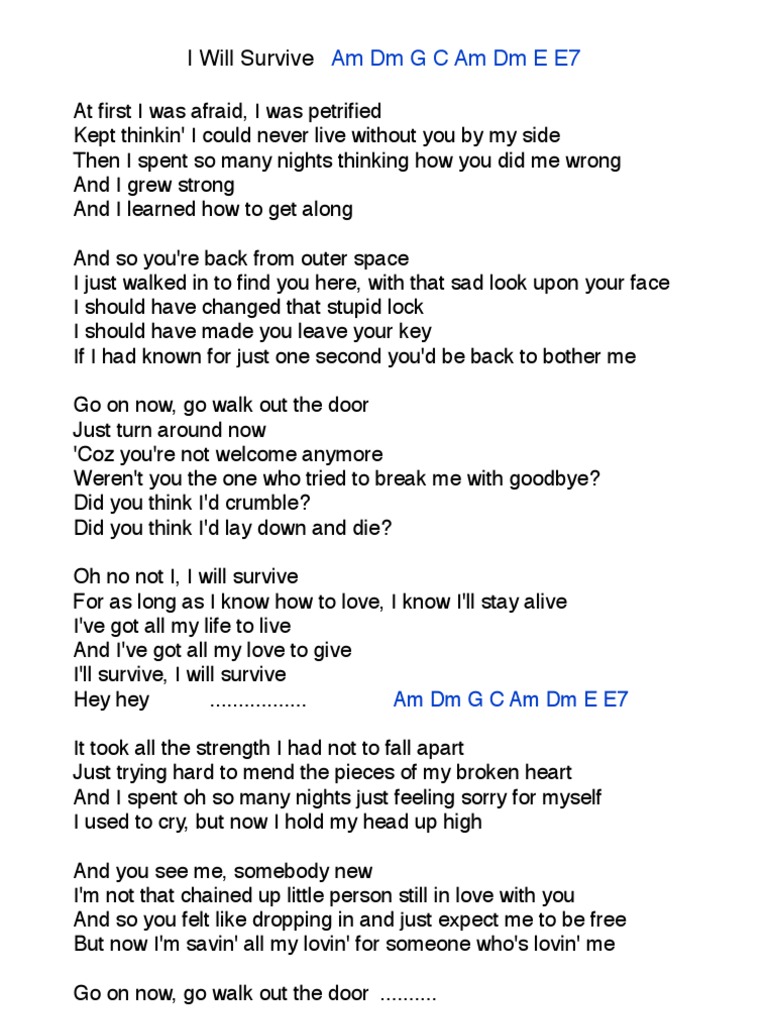 Gloria Gaynor I Will Survive Lyrics Gloria Gaynor - I Will Survive | PDF