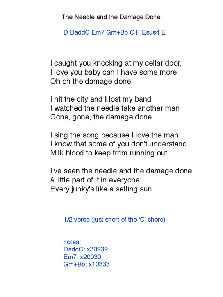 Neil Young The Needle The Damage Done