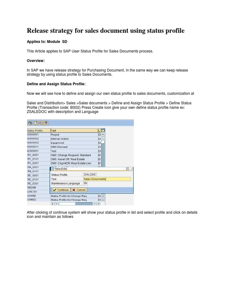 Configuring SAP SD Status Profiles | PDF | Verification And Validation ...