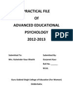 Practical File of Advanced Educational Psychology 2012-2013