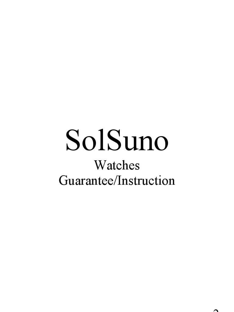 Solsuno Instruction English PDF Watch Battery Electricity