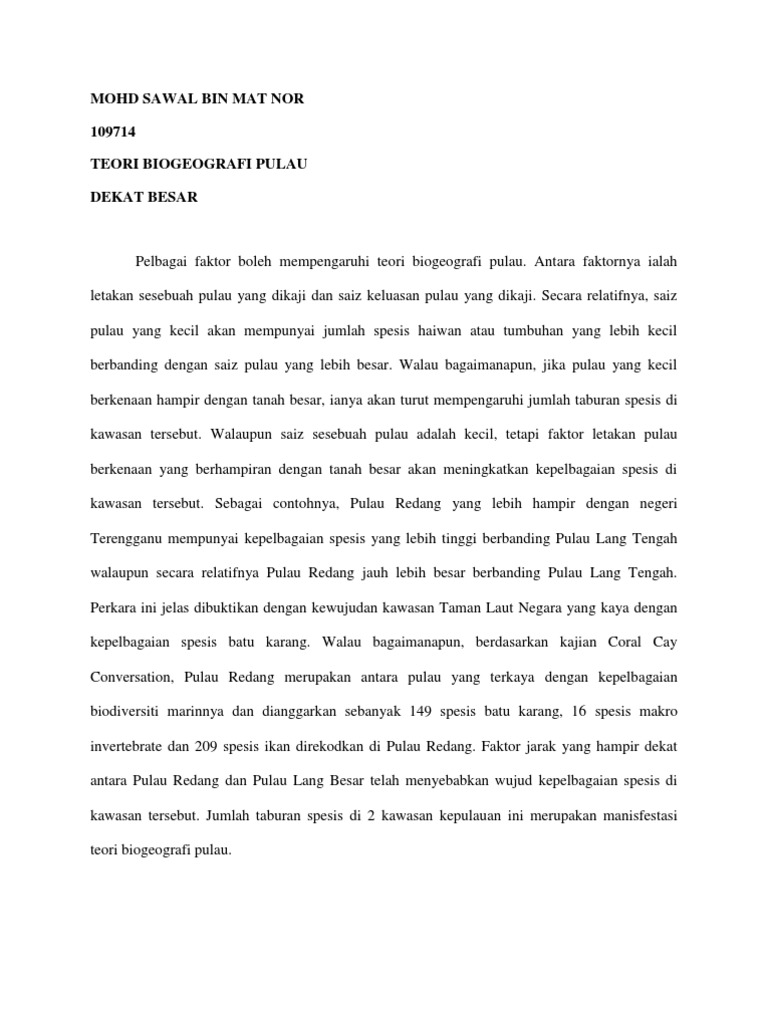 Teori Biogeografi Pulau