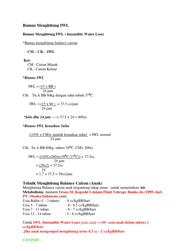 Rumus Menghitung IWL
