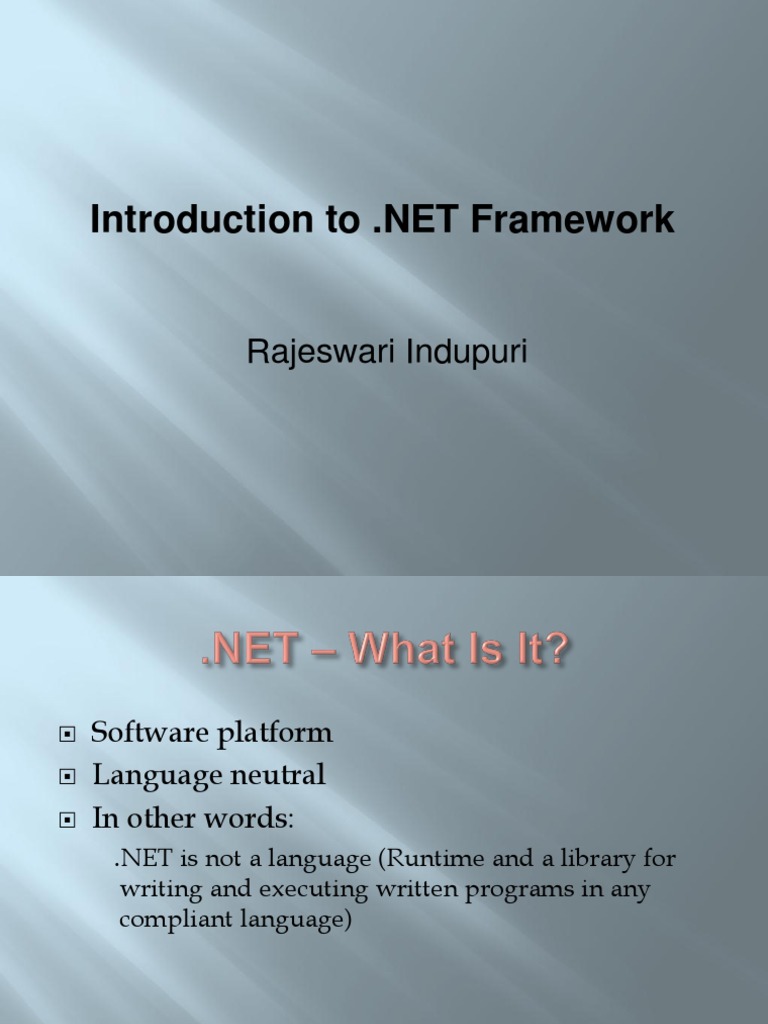 Introduction To .NET Framework | PDF | Java Virtual Machine | Compiler