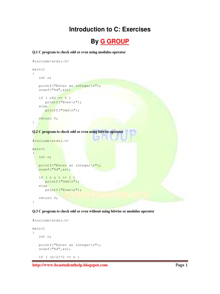 C Programming Exercises | PDF | C (Programming Language) | Pointer ...