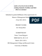 A Comparative of Service Levels of All The Intermediary Booking Channels of Airlines and Their Effect On Customer