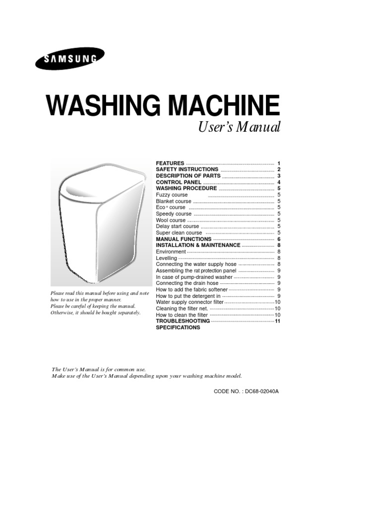 Washing Machine: User's Manual | PDF | Washing Machine | Laundry