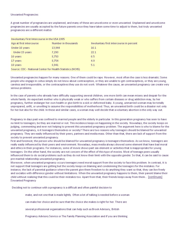 Unplanned pregnancy picture