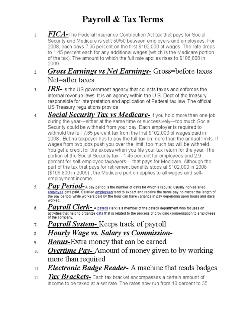 Payroll tax terms net after taxes pdf business
