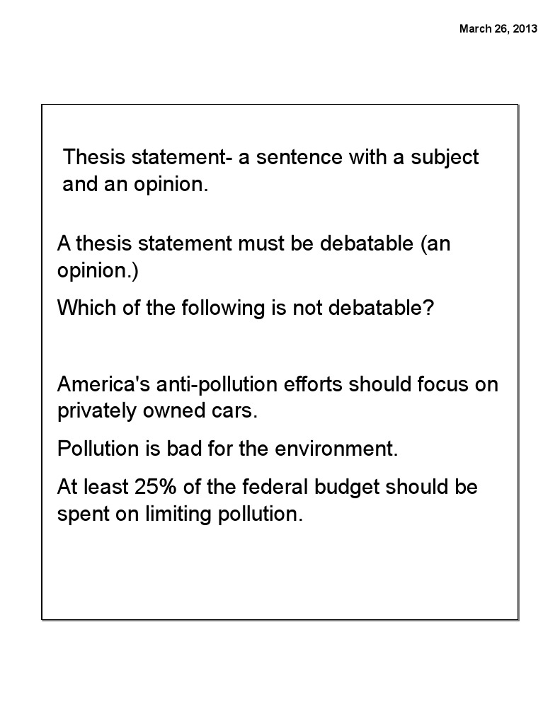 sample thesis statement about pollution