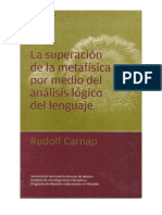 La Superacion de La Metafisica Por Medio Del Analisis Logico Del Lenguaje - Rudolf Carnap