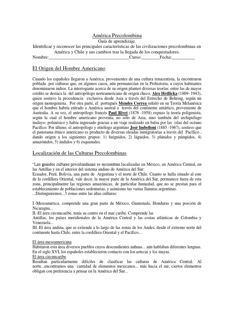 América Precolombina Pdf Era Precolombina Américas