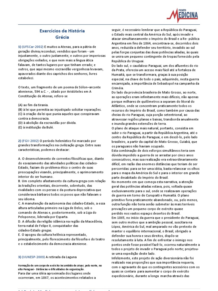 Exercicios Sobre A Grecia Antiga 1 Ano Com Gabarito