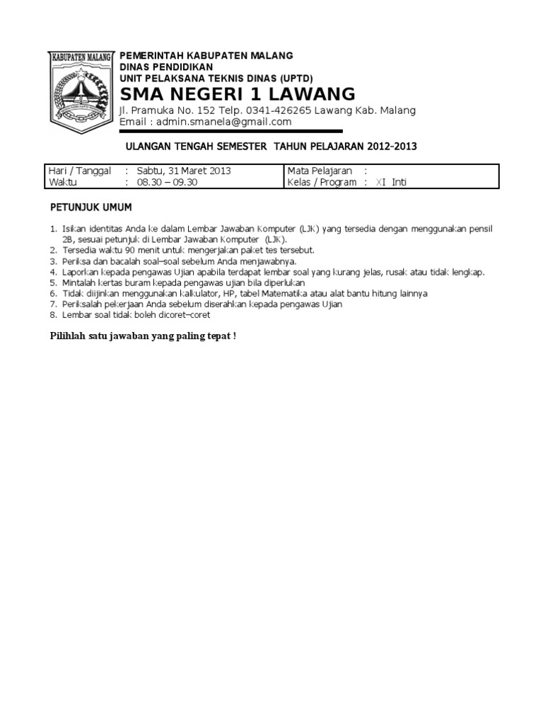 Kop Soal Uts Semester Genap1213