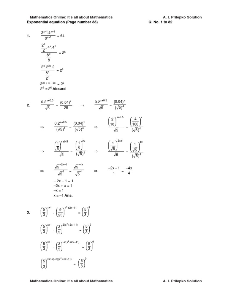 Exponential Equation Pdf