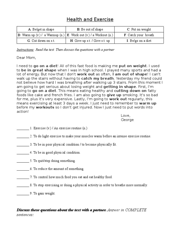 Health and Fitness Goals for Weight Loss | PDF | Physical Exercise ...