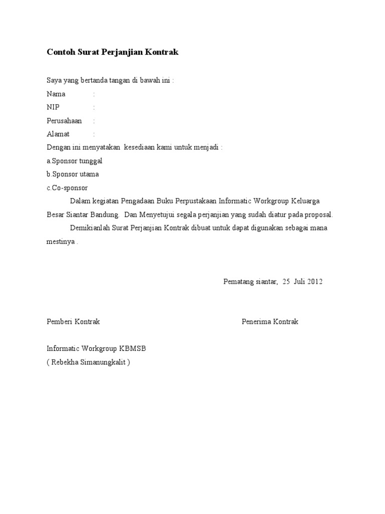Contoh Surat Perjanjian Kontrak.doc