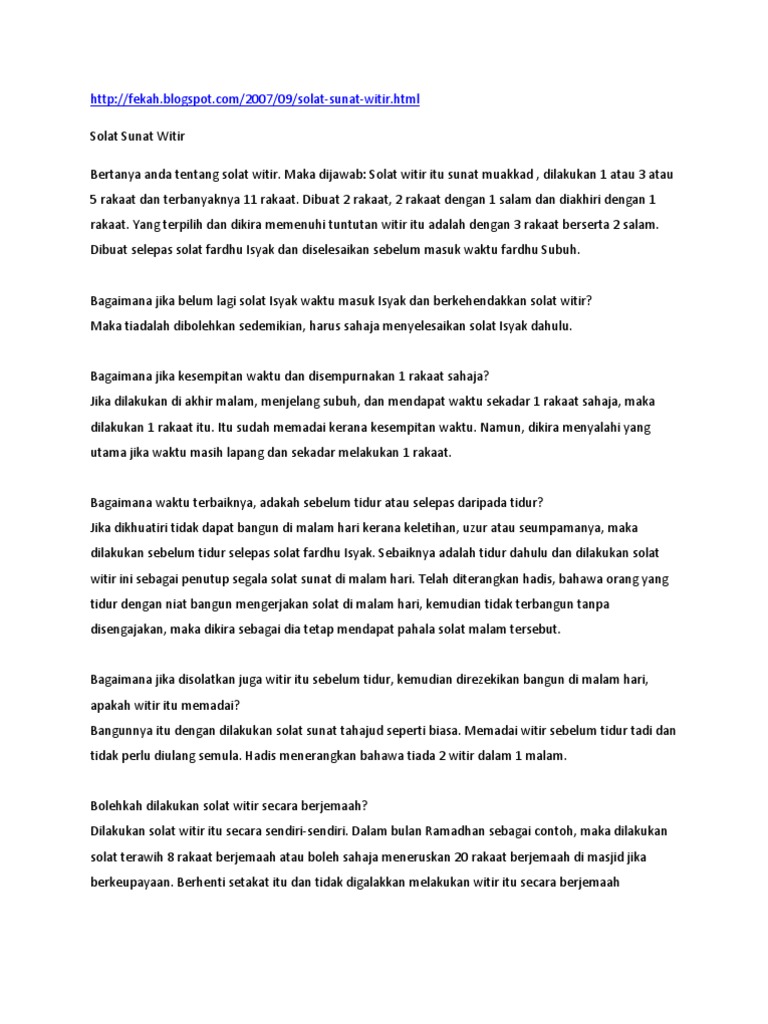 Solat Sunat Witir Pdf