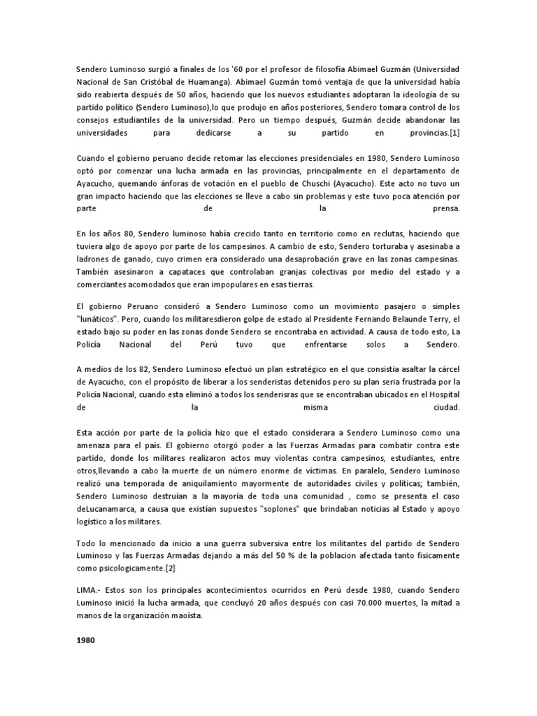 Sendero Luminoso surgió a finales de los | Seguridad ...
