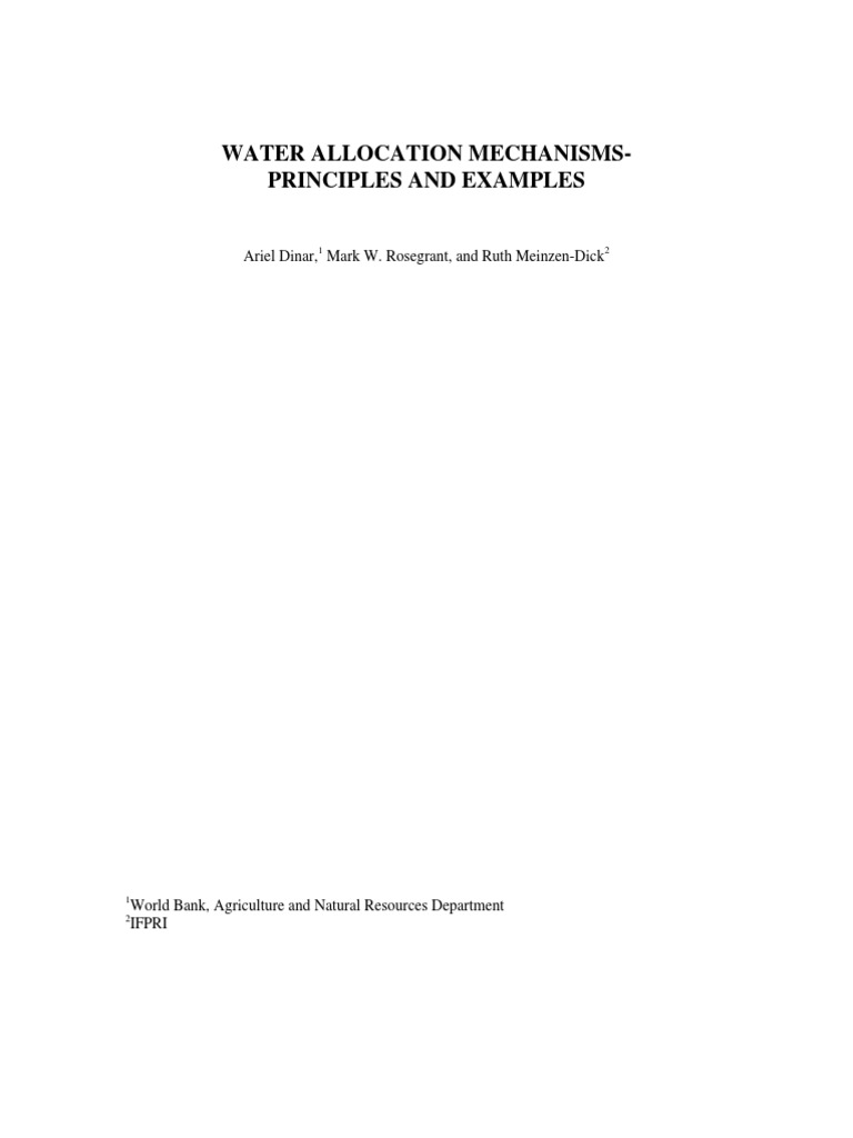 Water Allocation Mechanisms - Principles and Examples | PDF