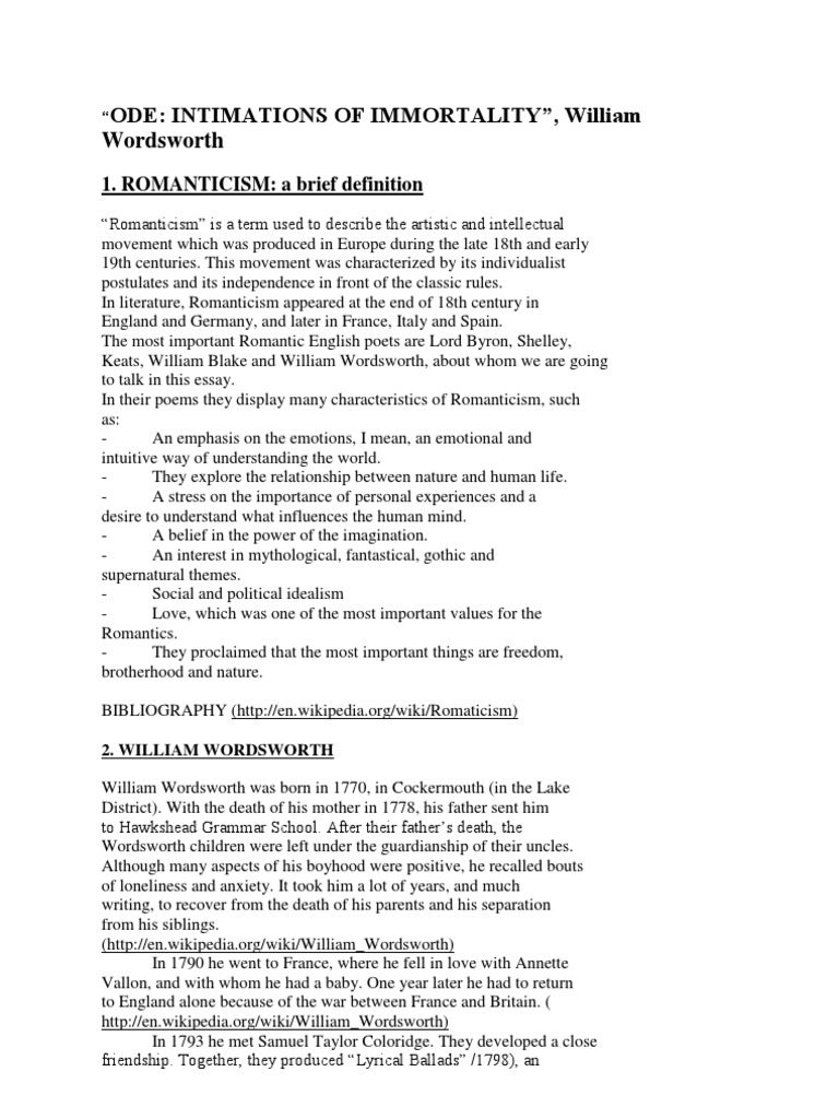 Ode Imitation Of Immortality Children Ode Pdf William Wordsworth