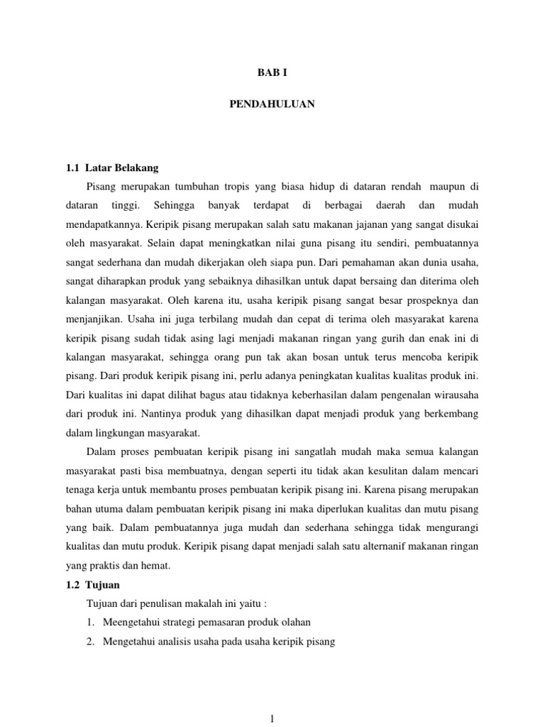 Analisis Usaha Keripik Pisang
