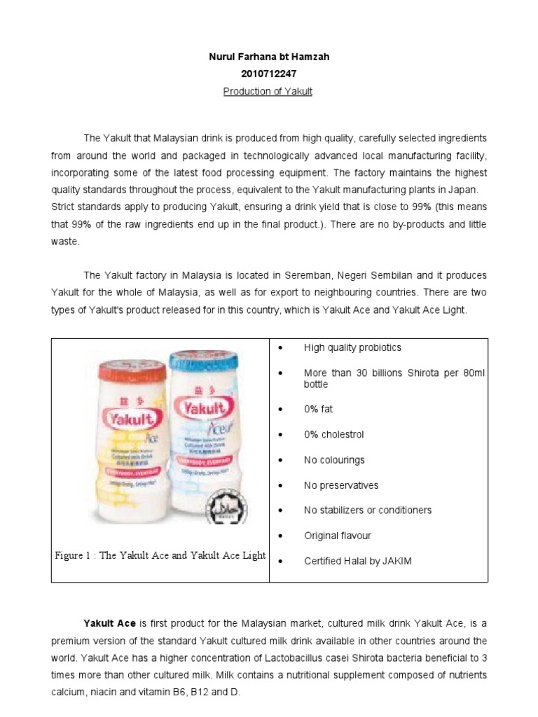 Production of Yakult | PDF | Milk | Drink
