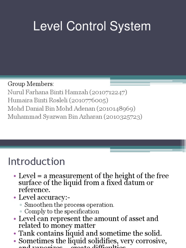 Tank Level Control System Overview | PDF