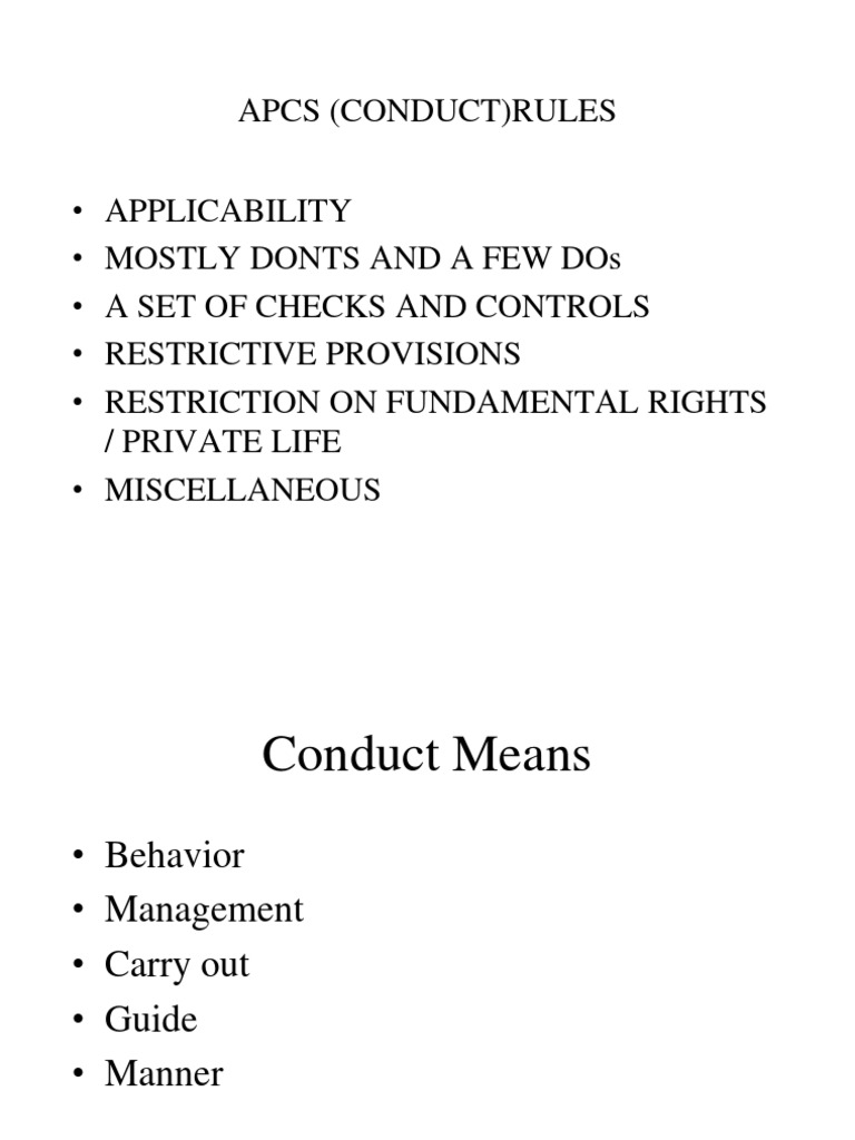 APCS Conduct Rules Overview and Guidelines | PDF | Social Science