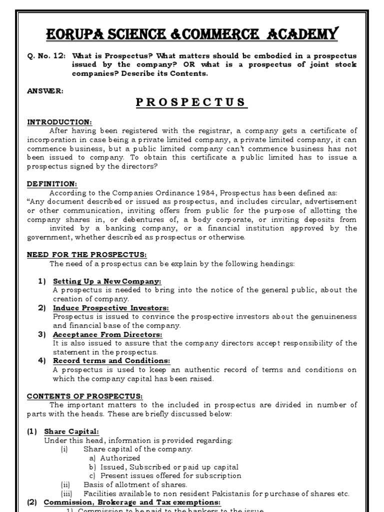 Eorupa Science Commerce Academy Prospectus Pdf