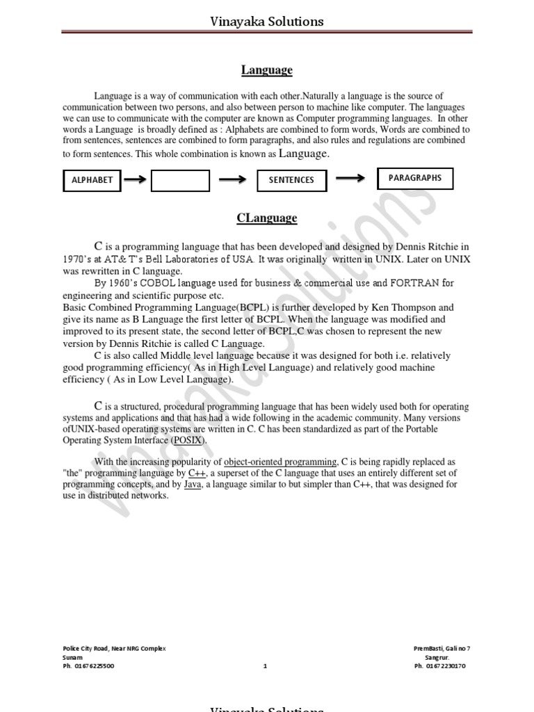 Introduction to C Programming Language | PDF | Data Type | C ...