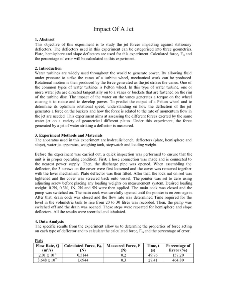 Impact of Jet Experiment Analysis | PDF | Experiment | Percentage