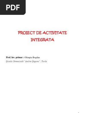 Proiecte Didactice La Clasa Pregatitoare