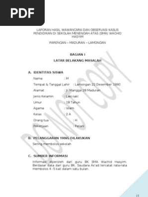Contoh Laporan Wawancara Dan Observasi