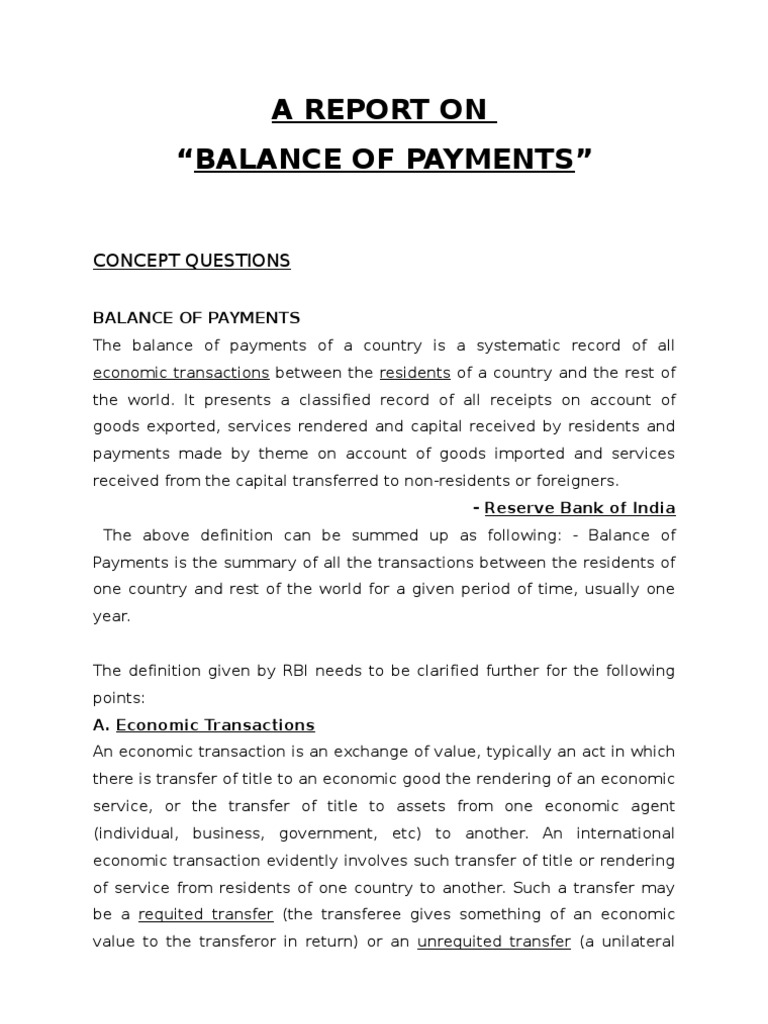 Balance of Payments | Current Account | Debits And Credits