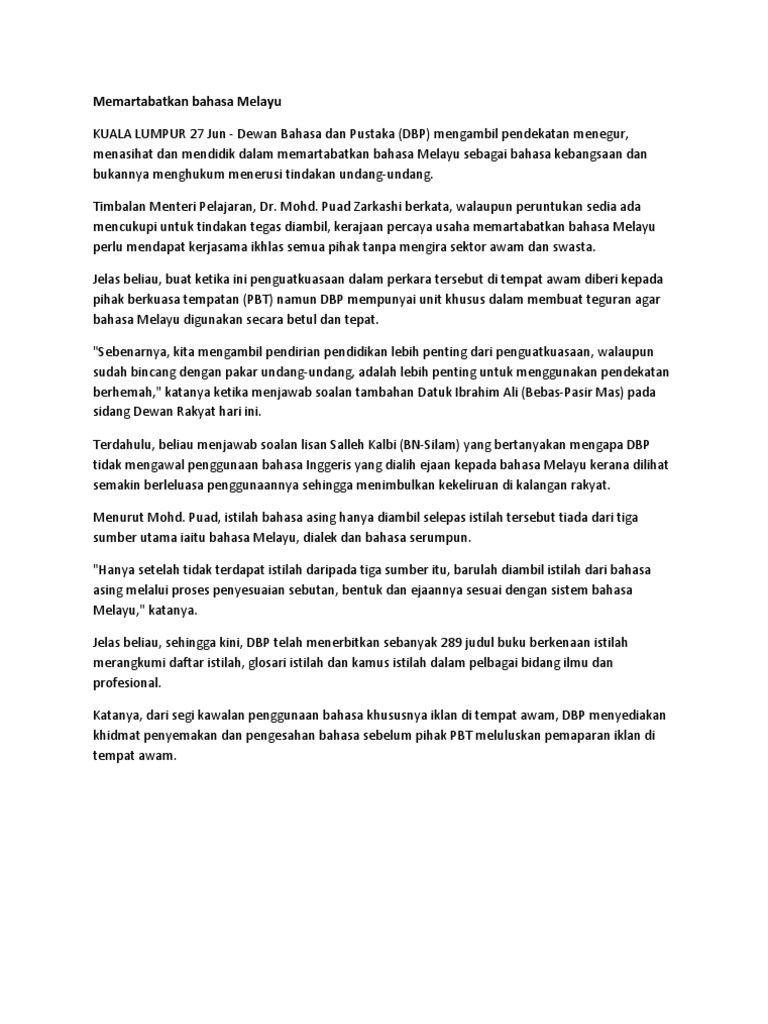 Memartabatkan Bahasa Melayu Pdf