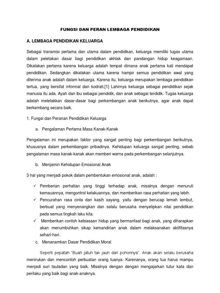 Peran Keluarga dan Sekolah dalam Pendidikan | PDF