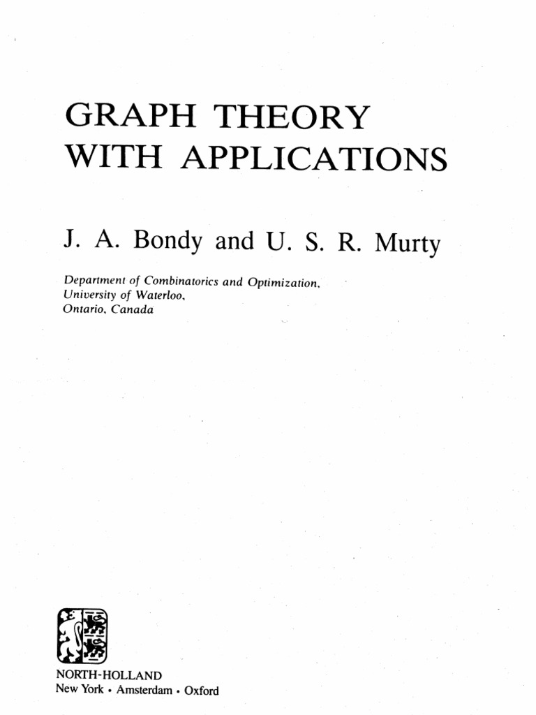 J.A. Bondy and U.S.R. Murty Graph Theory With Applications | PDF