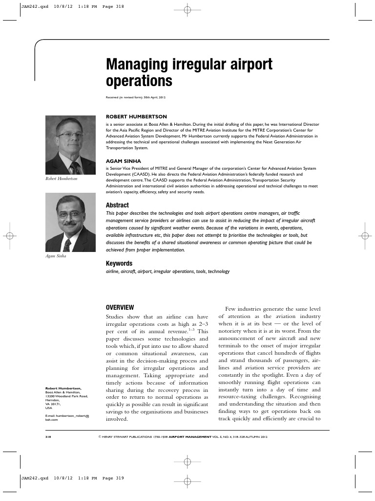 Managing Irregular Airport Operations | PDF | Air Traffic Control | Airport