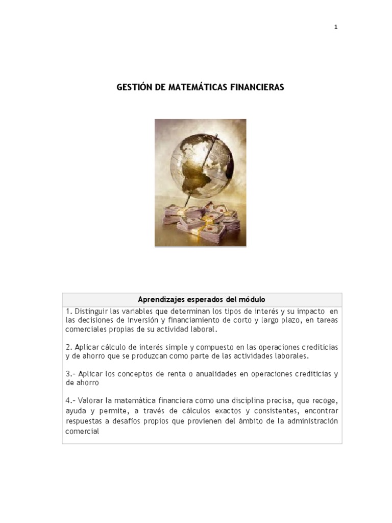 Matemáticas Financieras en Negocios | PDF | Interés | Tasas de interés
