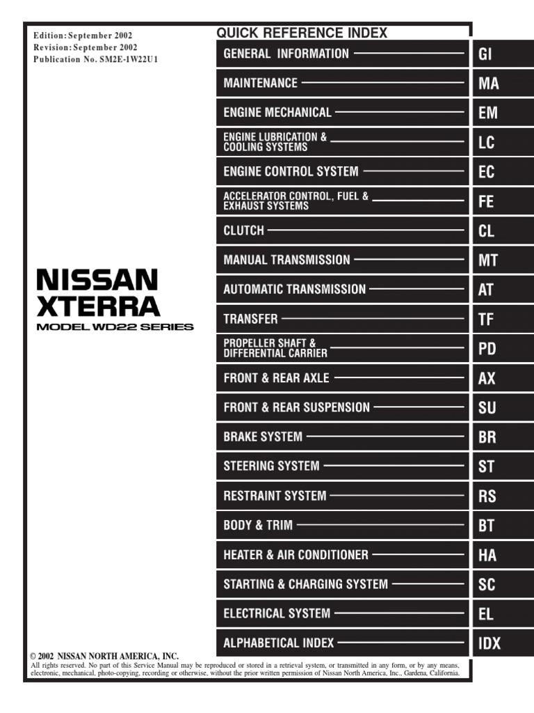 High Def 2001 Factory Nissan Pathfinder Shop Repair Manual