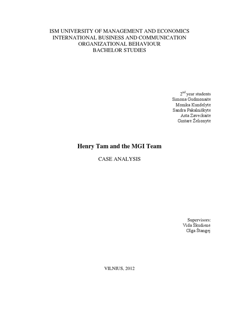 MGI Team Struggles to Work Effectively Due to Lack of Structure and ...