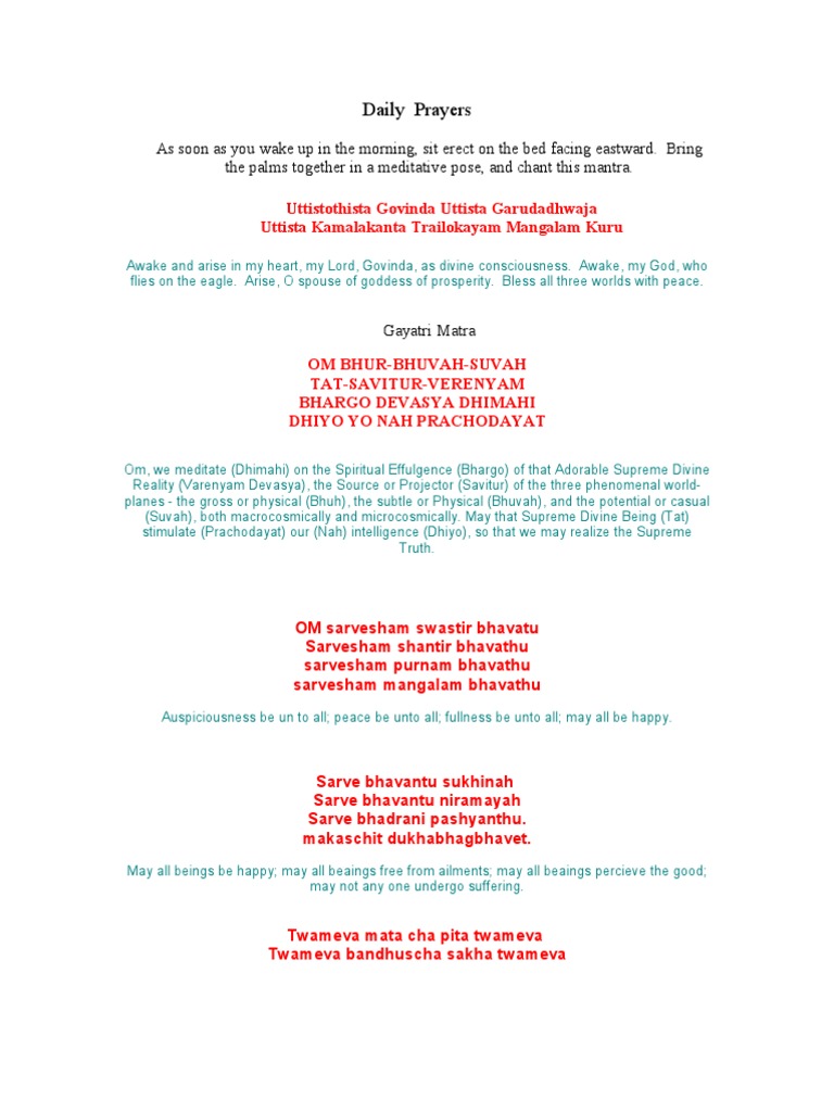 Daily Prayers Meditation Prayer