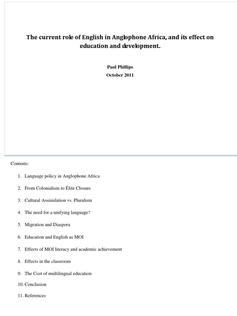 English's Role in Anglophone Africa | PDF | Multilingualism | English ...